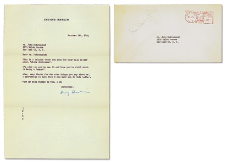 Historical - Irving Berlin “White Christmas” Letter