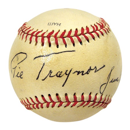 Single Signed Baseballs - 1966 Pie Traynor Single Signed Baseball