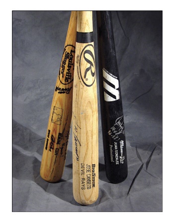 Juan Gonzalez, Rafael Palmeiro, & Jose Canseco Game Used Bats