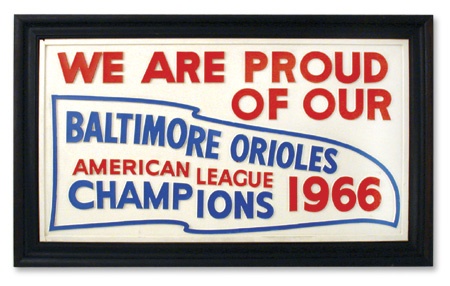 Baltimore Orioles - 1966 Baltimore Orioles Memorial Stadium Sign