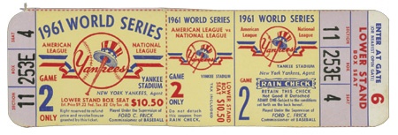 NY Yankees, Giants & Mets - 1961 World Series Unused Ticket