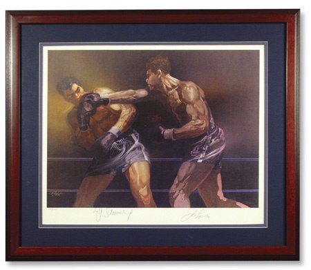 Muhammad Ali & Boxing - Joe Louis & Max Schmeling Signed Print (24x28”)