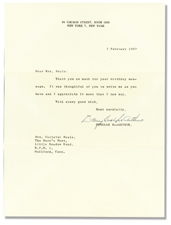 Historical - Douglas MacArthur Signed Letter