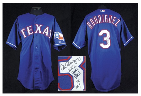 Baseball Jerseys - 2002 Alex Rodriguez Game Worn 250th Homerun Jersey