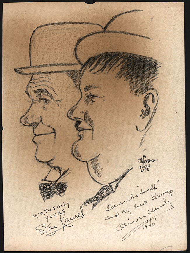 - 1940 Laurel and Hardy Signed Caricature (PSA)