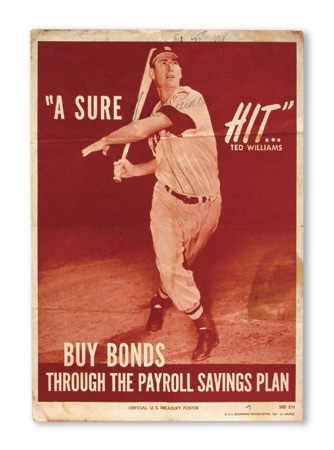 Ted Williams - 1951 Ted Williams War Bond Poster (9x13”)