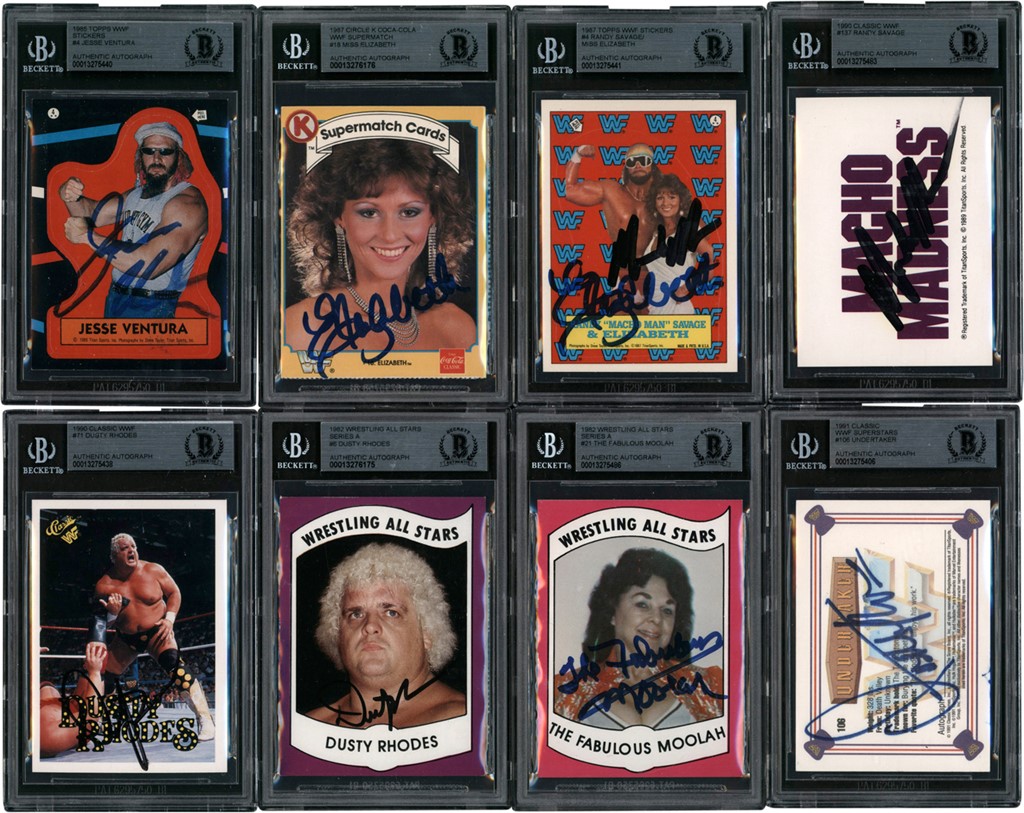 Baseball and Trading Cards - 1982-1991 Autographed Wrestling Card Collection (8) (All Beckett)