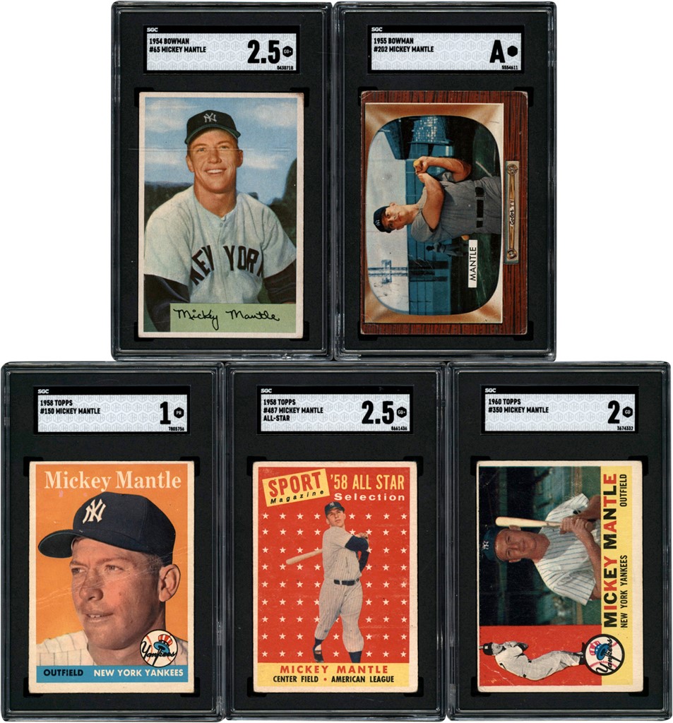 Baseball and Trading Cards - 1954-1960 Topps & Bowman Mickey Mantle Collection All SGC (5)