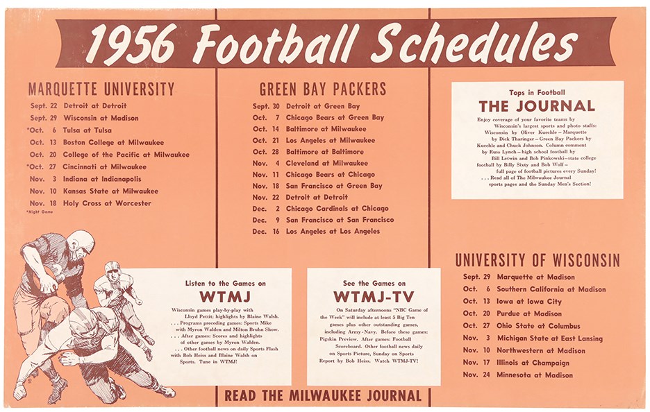- 956 Football Schedules Marquette and Green Bay Packers