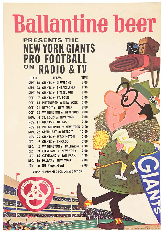 - allantine Beer NY Giants Schedule TV and Radio Display