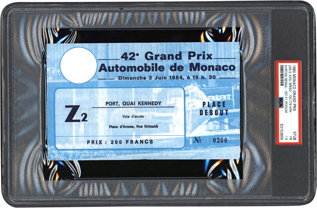 - 1984 Ayrton Senna First F1 Podium Ticket Stub PSA FR 1.5 (Pop 2 - None Higher)
