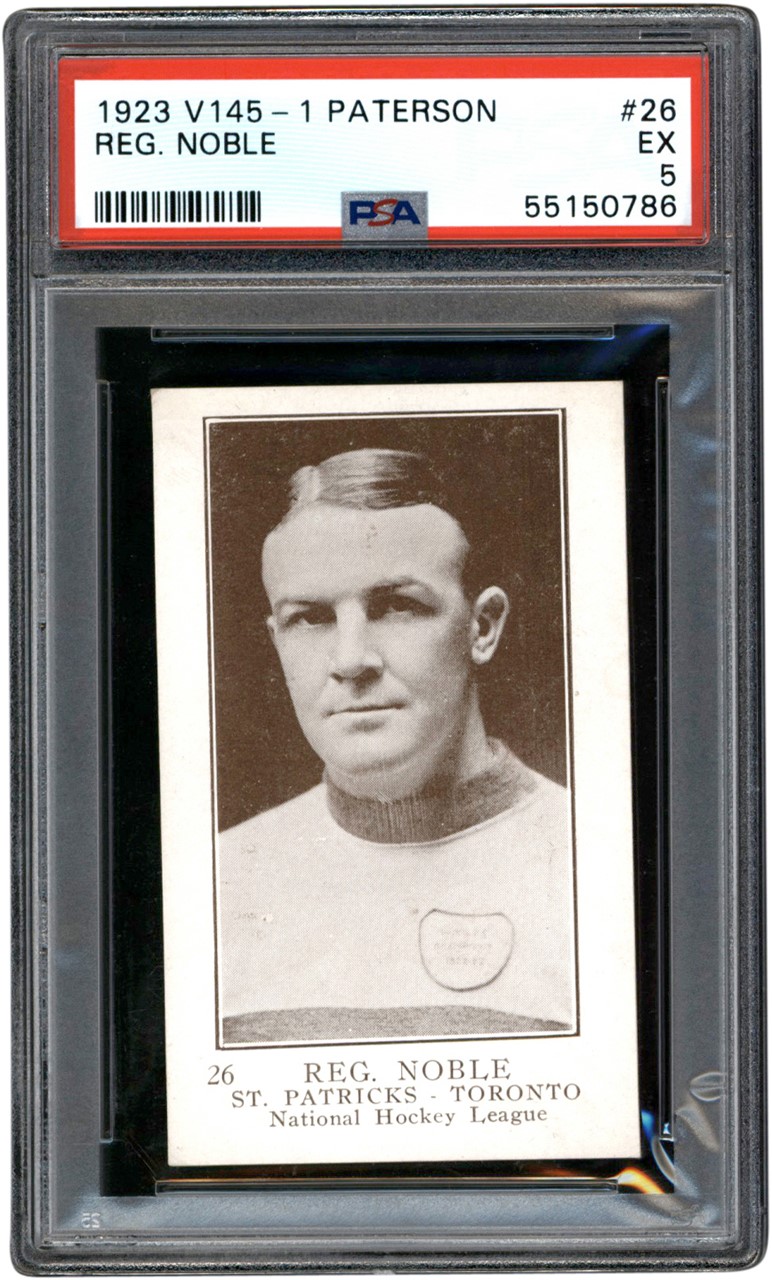 - 1923 V145-1 Paterson Hockey #26 Reg Noble Rookie Card PSA EX 5