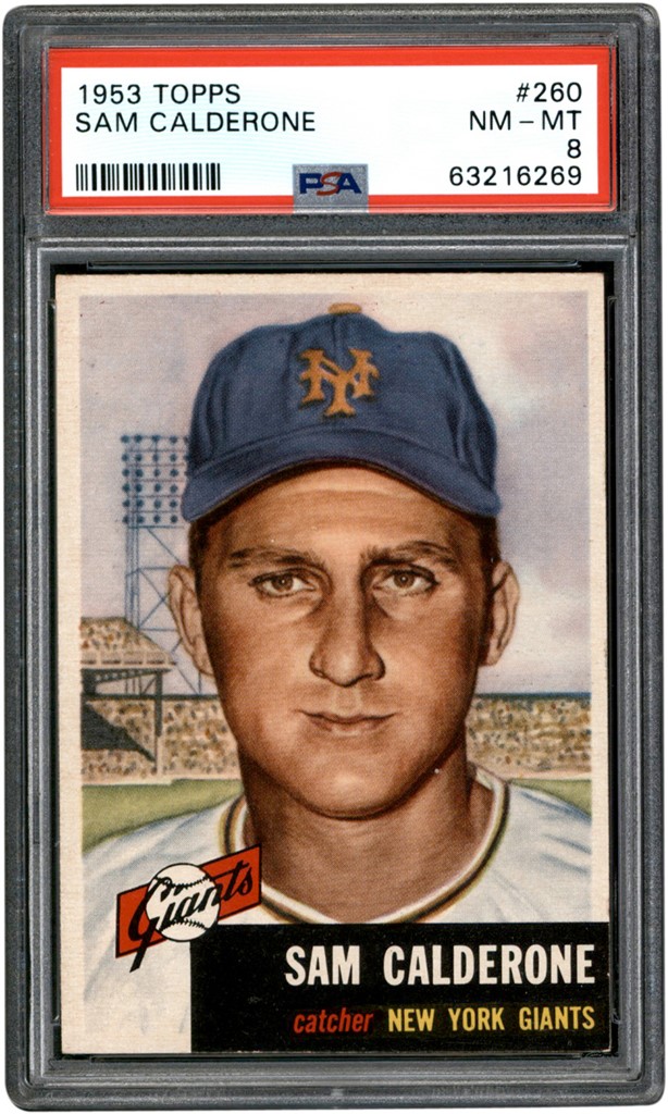 Baseball and Trading Cards - 1953 Topps Baseball #260 Sam Calderone Card PSA NM-MT 8