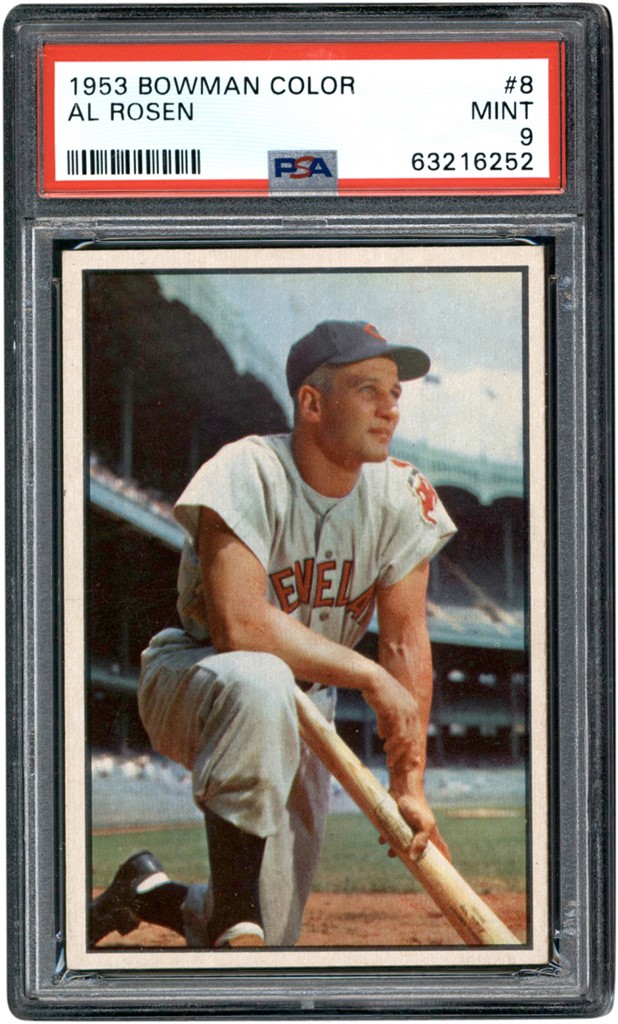 Baseball and Trading Cards - 1953 Bowman Color Baseball #8 Al Rosen Card PSA MINT 9 (Highest Graded)