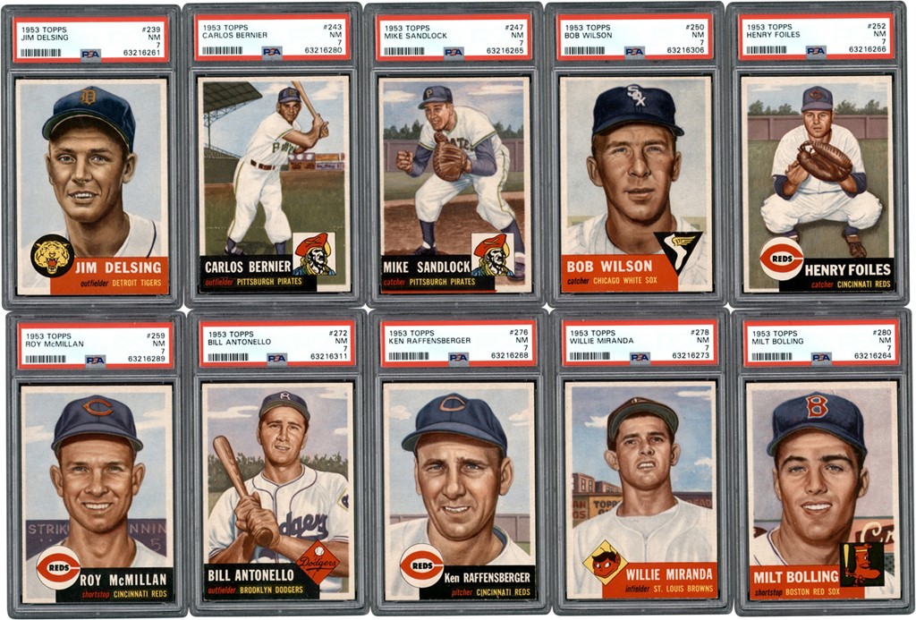 Baseball and Trading Cards - 1953 Topps Baseball High Number PSA NM 7 Card Collection w/#280 Boiling (10)