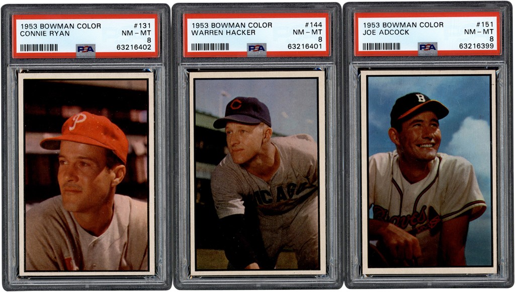 Baseball and Trading Cards - 1953 Bowman Color Baseball PSA NM-MT 8 High Number Trio All PSA
