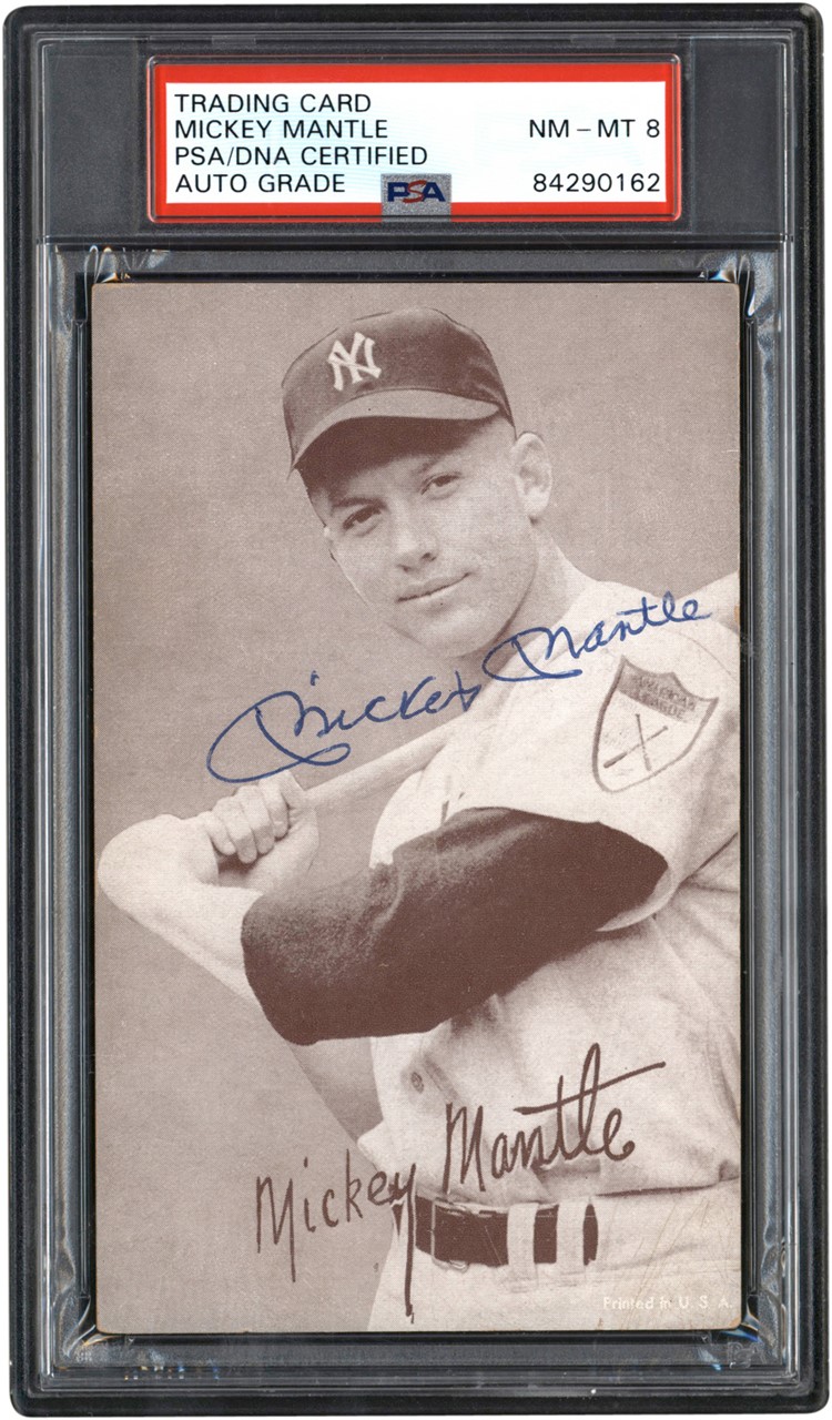 Baseball and Trading Cards - Signed 1947-66 Exhibits Mickey Mantle PSA/DNA 8