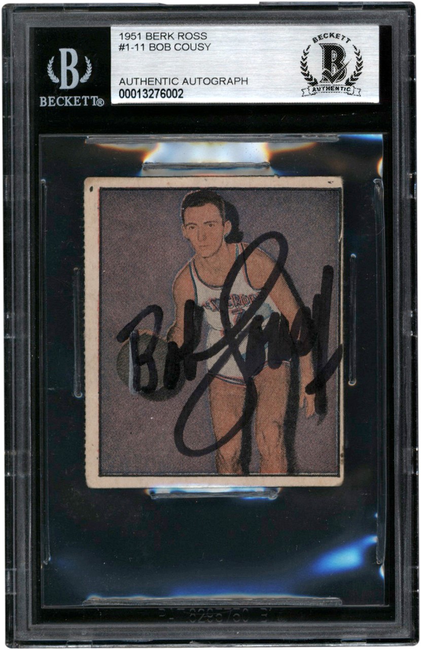 Basketball Cards - 1951 Berk Ross #1-11 Bob Cousy Signed Card
