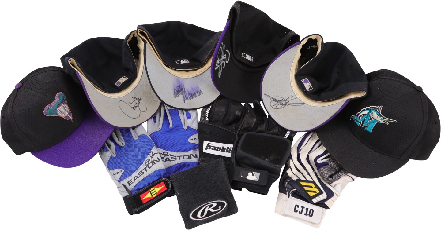 Baseball Equipment - Baseball Superstar Game Worn Hat & Batting Gloves Collection (10)