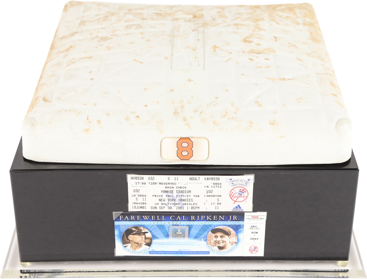 Baseball Equipment - 9/30/01 Cal Ripken Jr. Game Used Base from Last Game at Yankee Stadium (MLB Holo)