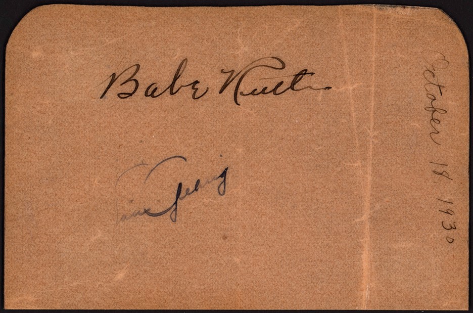 Ruth and Gehrig - 1930 Babe Ruth & Lou Gehrig Dual-Signed Album Page (PSA)
