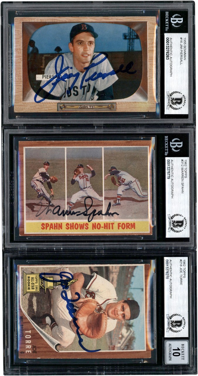- 1955-1962 Bowman & Topps Signed Card Collection w/Torre Rookie (11) All Beckett