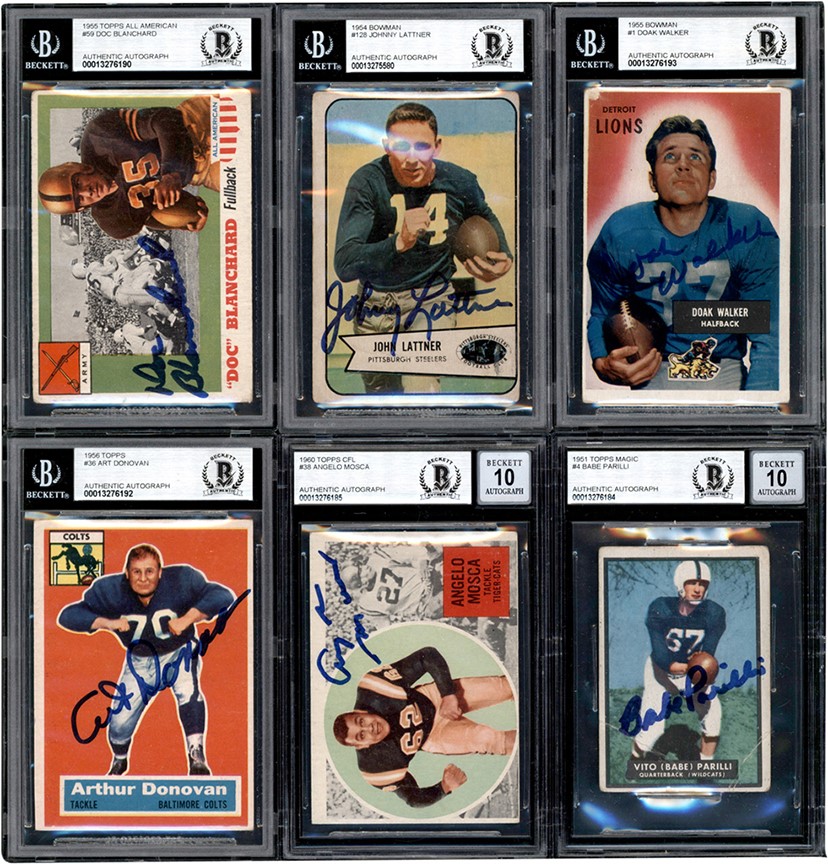 Football Cards - 1951-1960 Topps & Bowman Beckett Authentic Signed Football Card Collection (12)