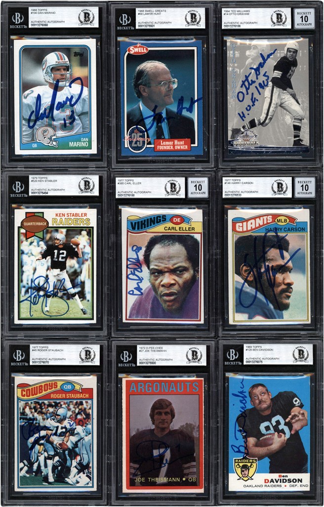 Football Cards - 1964-1994 Signed Football Card Collection (18) All Beckett