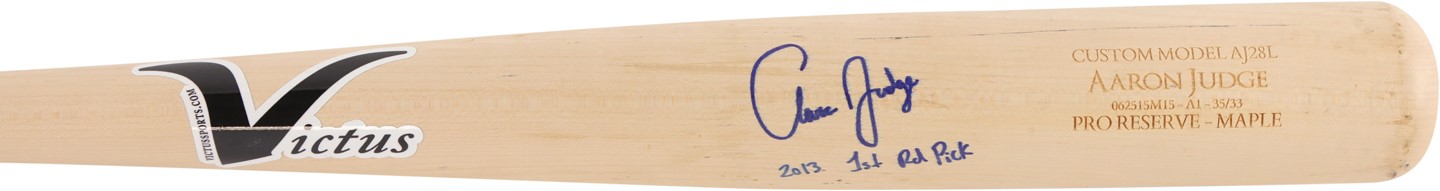 - Aaron Judge Signed "2013 1st Rd Pick" Game Model Bat (JSA)