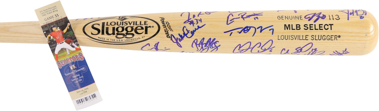 - 2015 Trenton Thunder Team-Signed Bat w/Judge & Sanchez