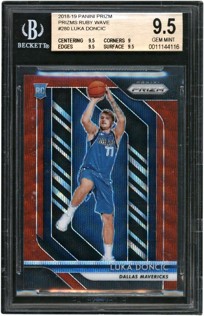- 2018-19 Panini Prizm Prizms Ruby Wave #280 Luka Doncic Rookie BGS GEM MINT 9.5