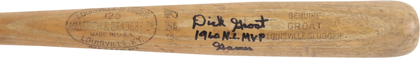 Baseball Equipment - 1959-60 Dick Groat Pittsburgh Pirates Signed Game Used Bat (PSA)