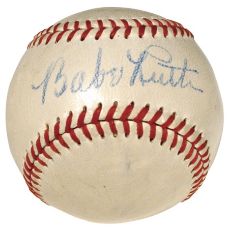 - Babe Ruth Single Signed National League Baseball