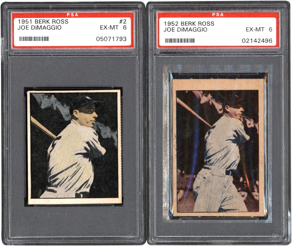 - 1951 & 1952 Berk Ross Joe DiMaggio Card PSA EX-MT 6 Pair