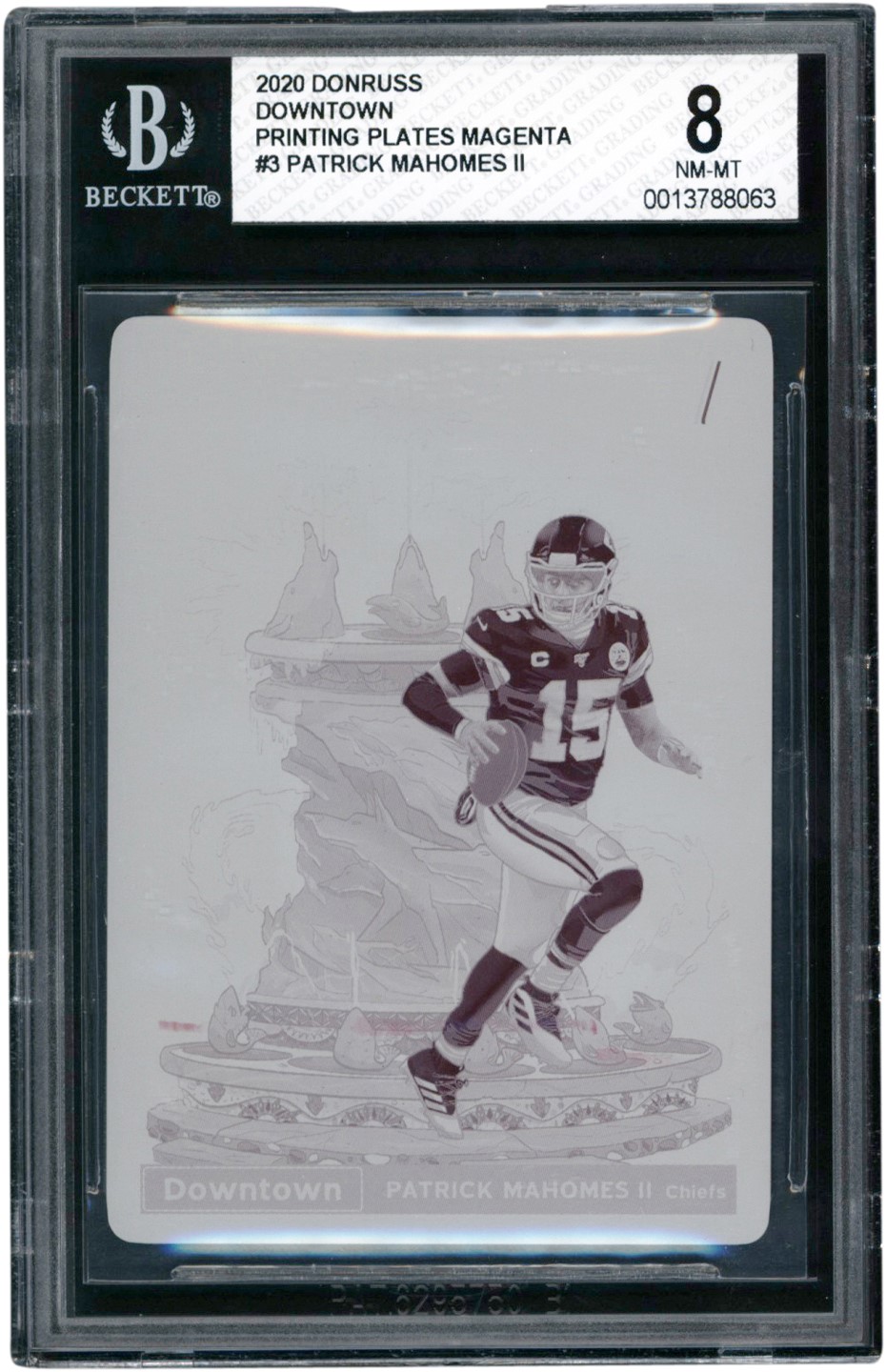- 020 Panini Donruss Downtown #3 Patrick Mahomes "1/1" Printing Plate
