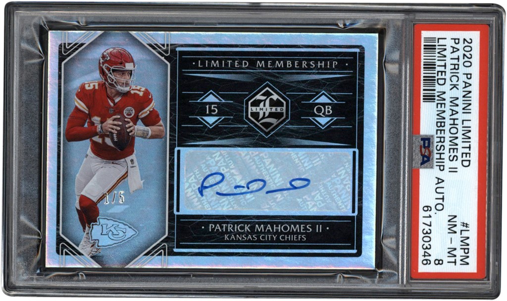 - 020 Panini Limited Membership #LMPM Patrick Mahomes Autograph 1/5 PSA NM-MT 8 (Pop 1 of 1 - Highest Graded)