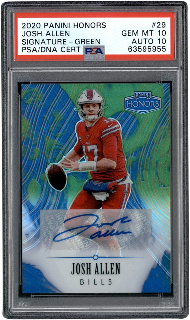 - 020 Panini Honors Signature Green #29 Josh Allen Autograph 2/6 PSA GEM MINT 10 - Auto 10 (Pop 1 of 1)