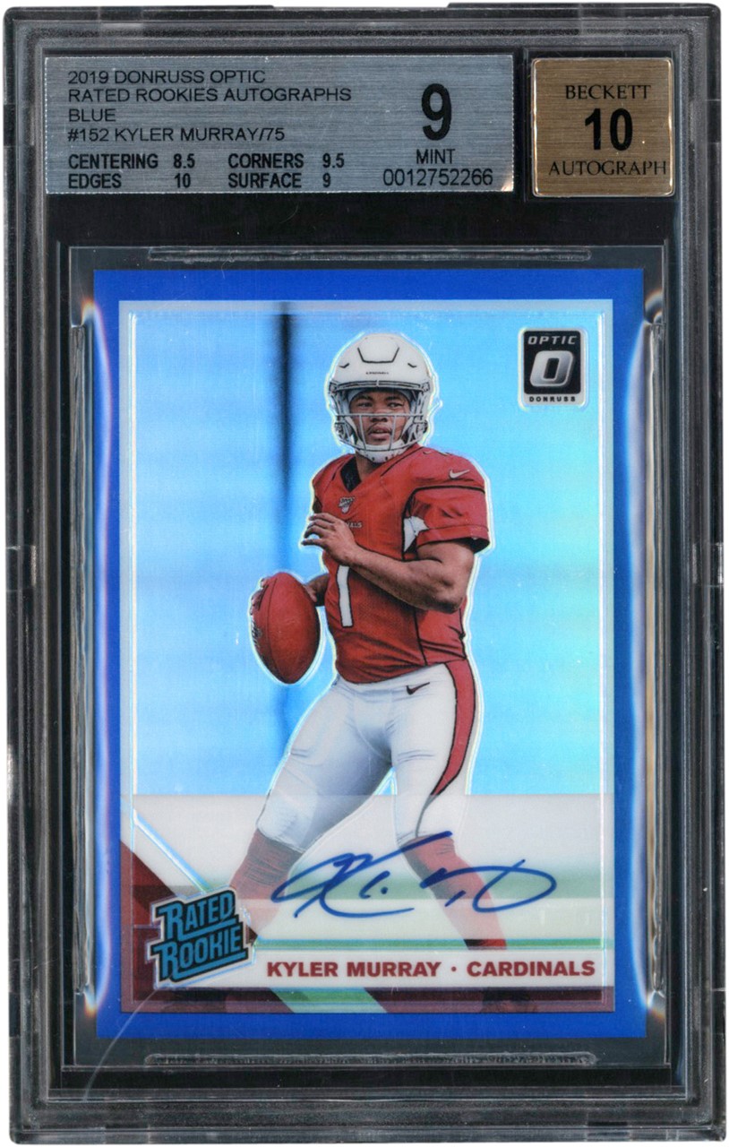 - 019 Donruss Optic Rated Rookies Autographs Blue #152 Kyler Murray Rookie Autograph 11/75 BGS MINT 9 - Auto 10