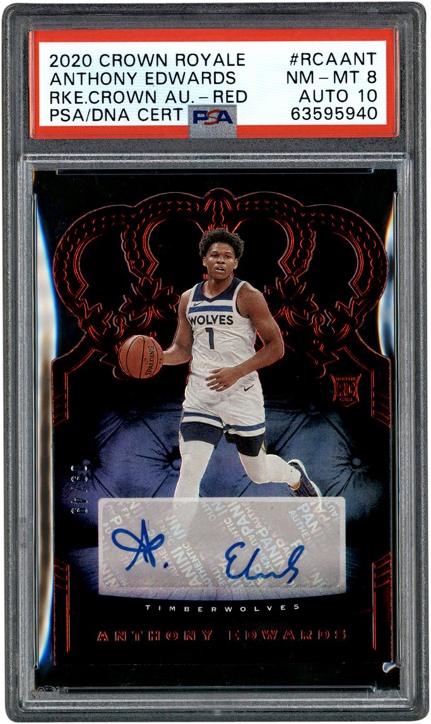 - 020 Crown Royale Rookie Autograph Red #RCAANT Anthony Edwards Autograph 09/49 PSA NM-MT 8 - Auto 10