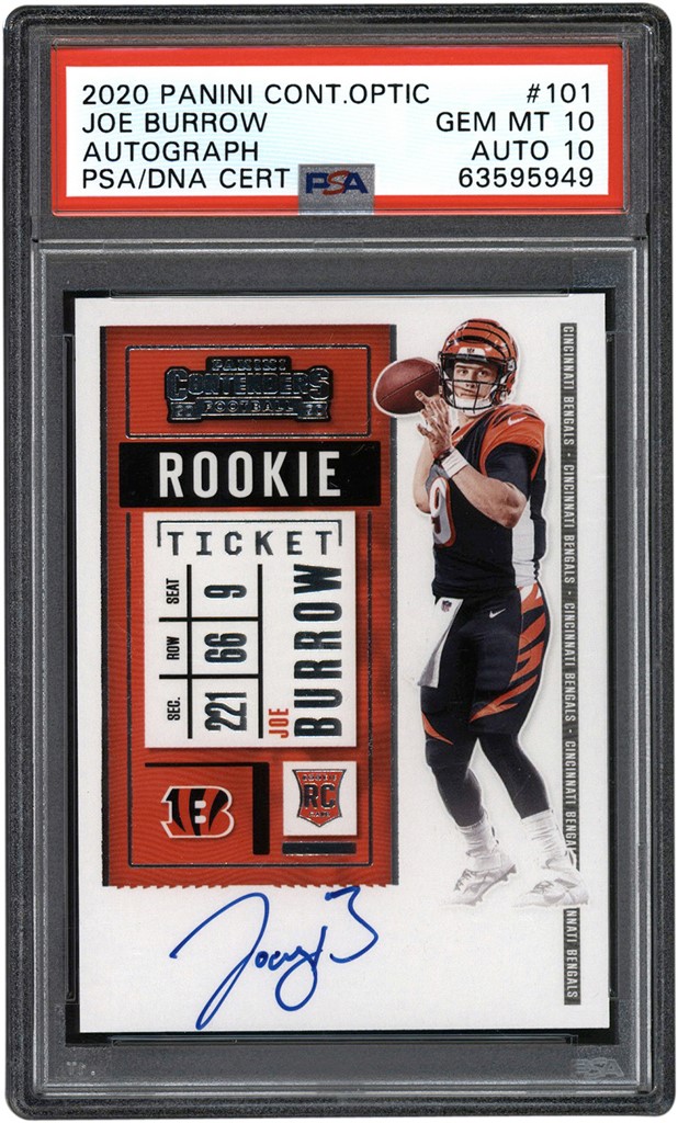 - 020 Panini Contenders Optic #101 Joe Burrow Rookie Autograph PSA GEM MINT 10 - Auto 10 (Pop 4)