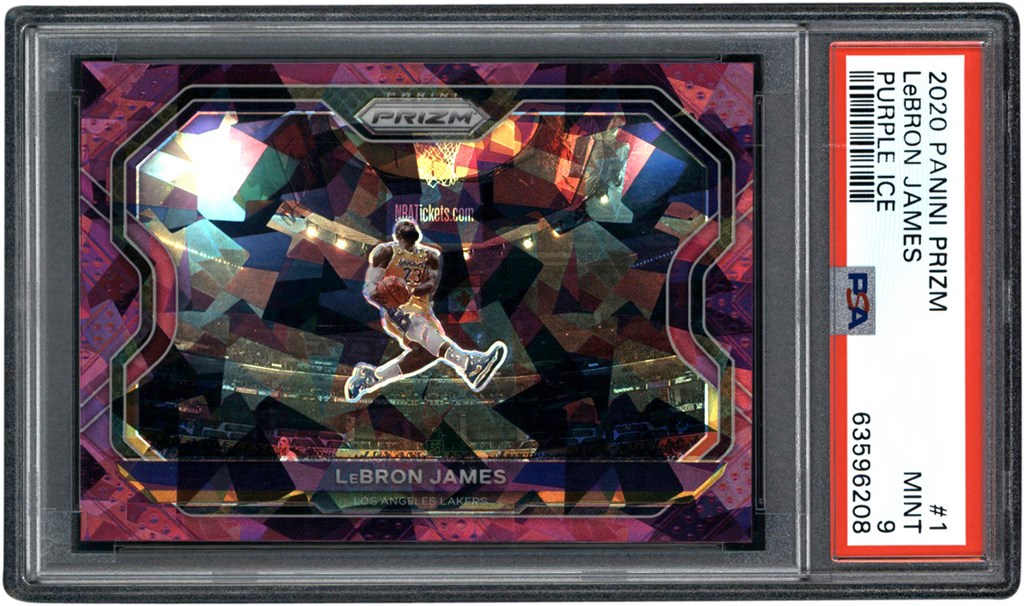 - 020 Panini Prizm Purple Ice #1 LeBron James 91/175 PSA MINT 9