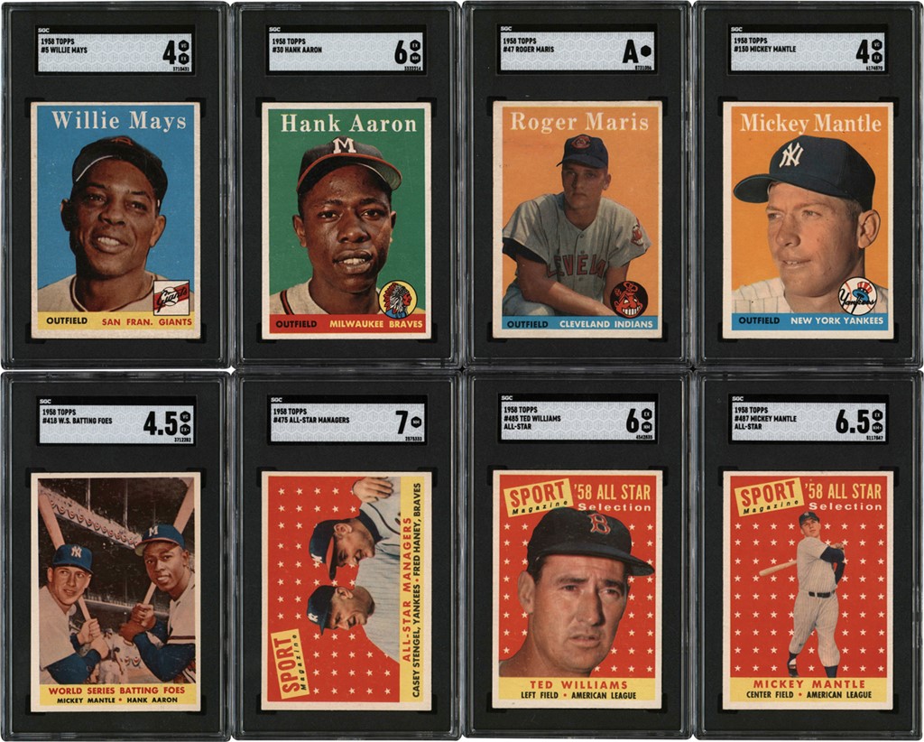 - 1958 Topps Baseball Near Complete Set (491/494) w/SGC