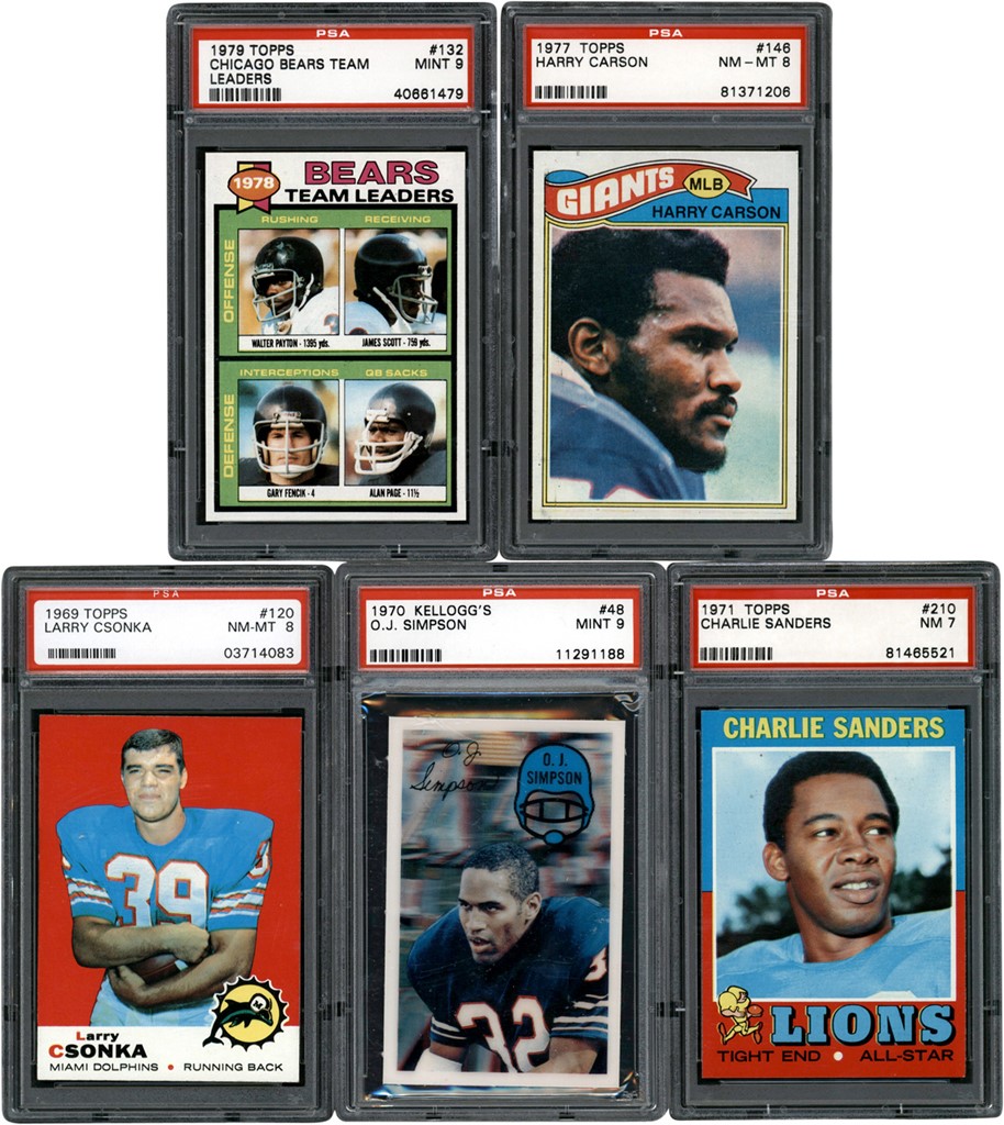Football Cards - 1969-1979 NFL HOFers & Stars PSA Graded Collection (5)