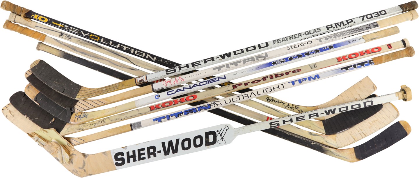 - Early 1990s Piitsburgh Penguins Game Used Hockey Stick Collection (10)