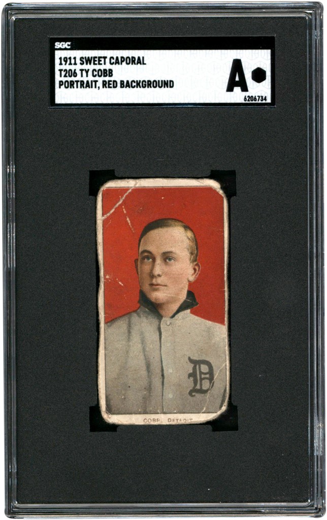 - 1909-1911 T206 Ty Cobb Red Portrait Sweet Caporal Tobacco Card SGC Authentic