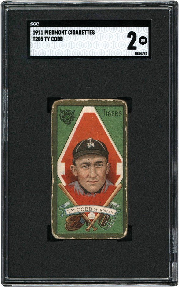 - 1911 T205 Gold Border Ty Cobb Tobacco Card Piedmont Back SGC GD 2