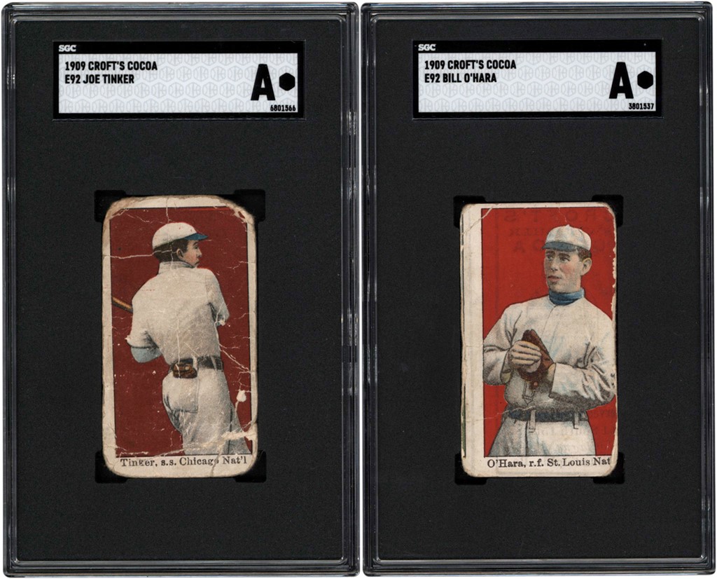 - 1909 E92 Croft's Coca Joe Tinker & Bill O'Hara Card Duo SGC