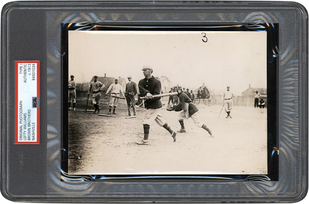 - Circa 1913 Lefty Williams at Bat Photograph (PSA Type I)