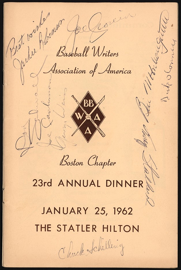 - 1962 Baseball Writers Association of America Program Signed By Jackie Robinson (PSA)
