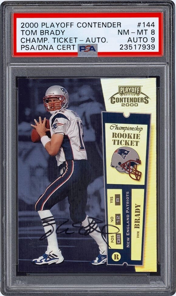 - 00 Playoff Contenders Championship Ticket #144 Tom Brady Rookie Autograph 48/100 PSA NM-MT 8 - Auto 9